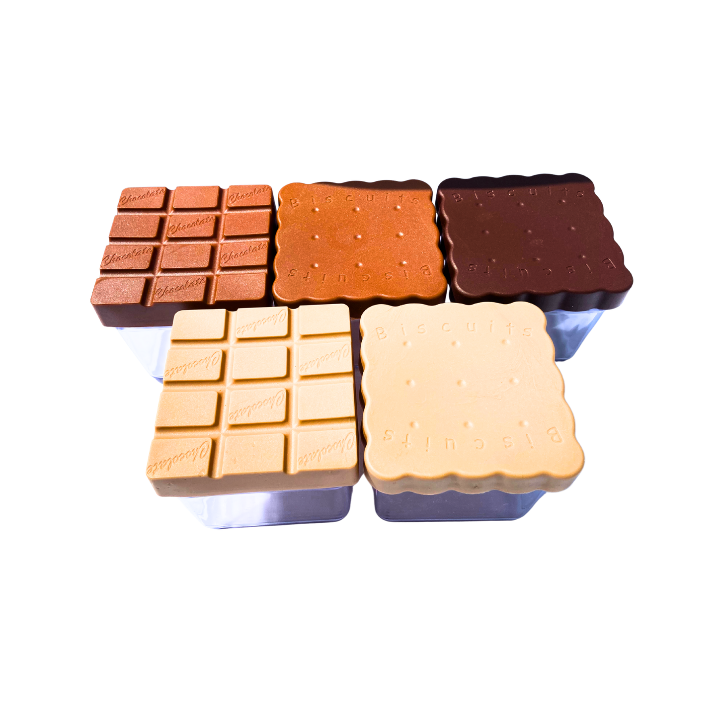 Chocolate & Biscuit Themed Airtight Storage Box Set - 4 Piece BPA-Free, 500 ml