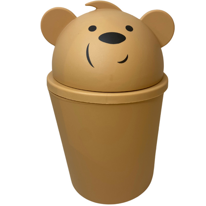 Cute bear-themed storage containers in brown and white, featuring playful bear faces and ears, perfect for organizing small essentials while adding a decorative touch.
