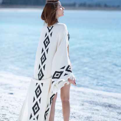 Crinkle Linen Kimono & Robes – Organic, Unisex & Artisan Printed