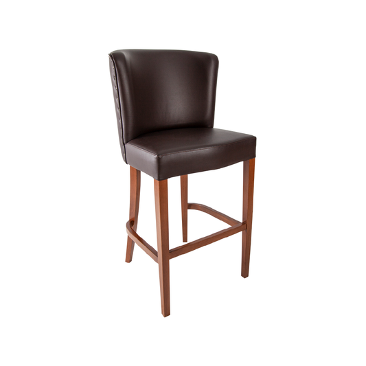 Premium Wooden Bar Chair with Faux leather Back – Elegant & Durable for Dining & Commercial Use