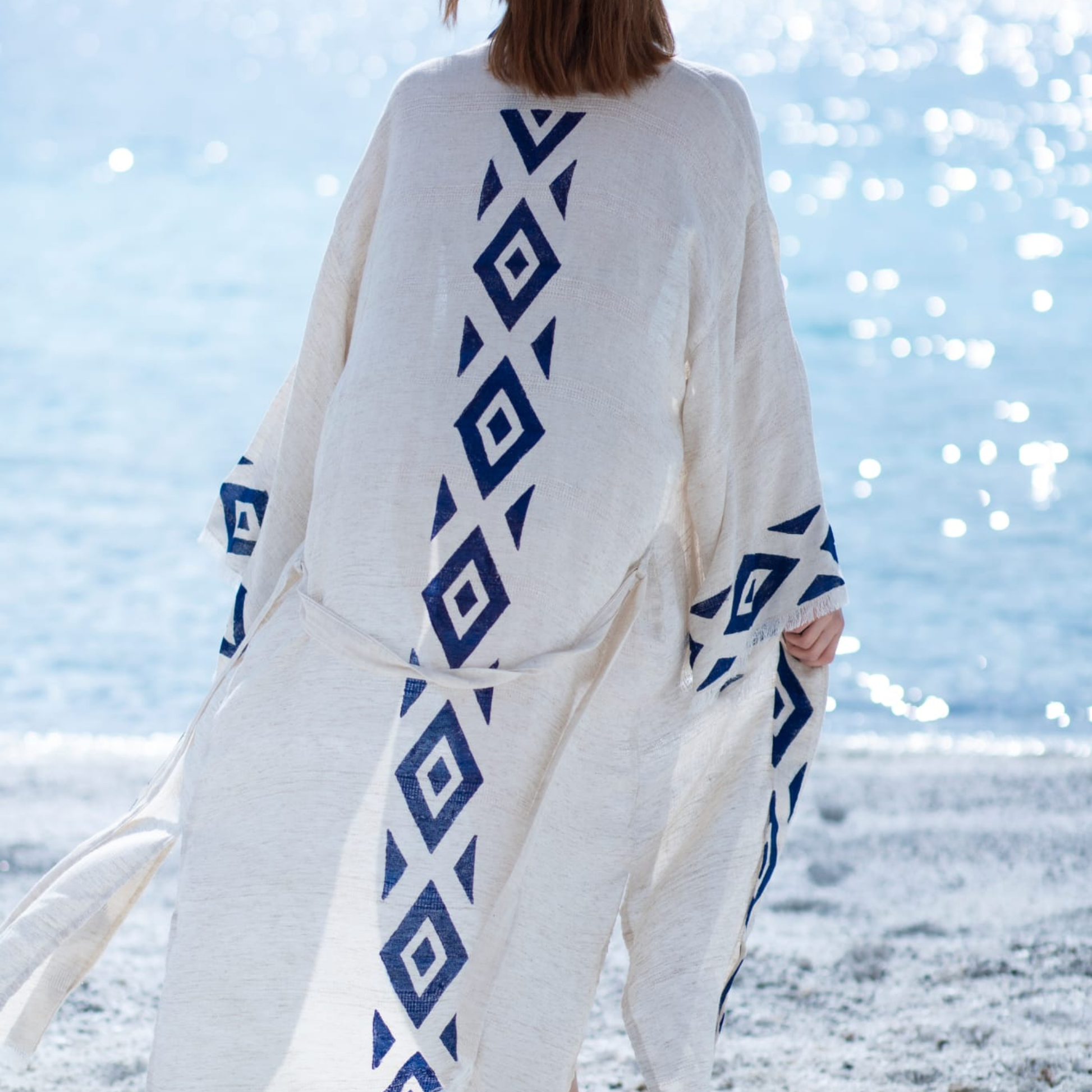 crinkle linen kimono  bathrobe dressing gown 