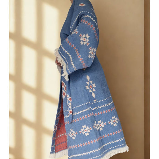 Azura Loom Three‑Layer Jacquard Muslin Cotton Robe