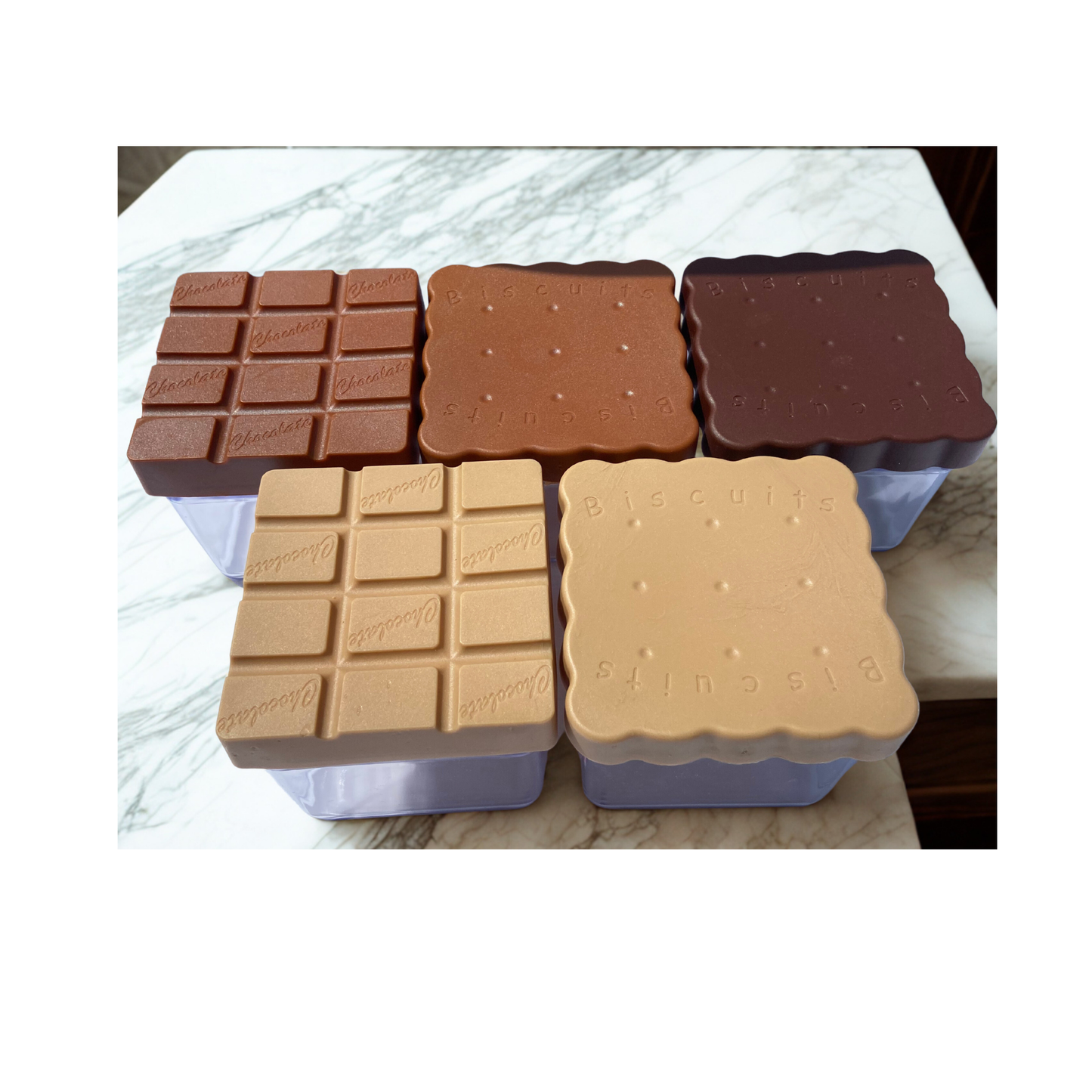 Chocolate & Biscuit Themed Airtight Storage Box Set - 4 Piece BPA-Free, 500 ml