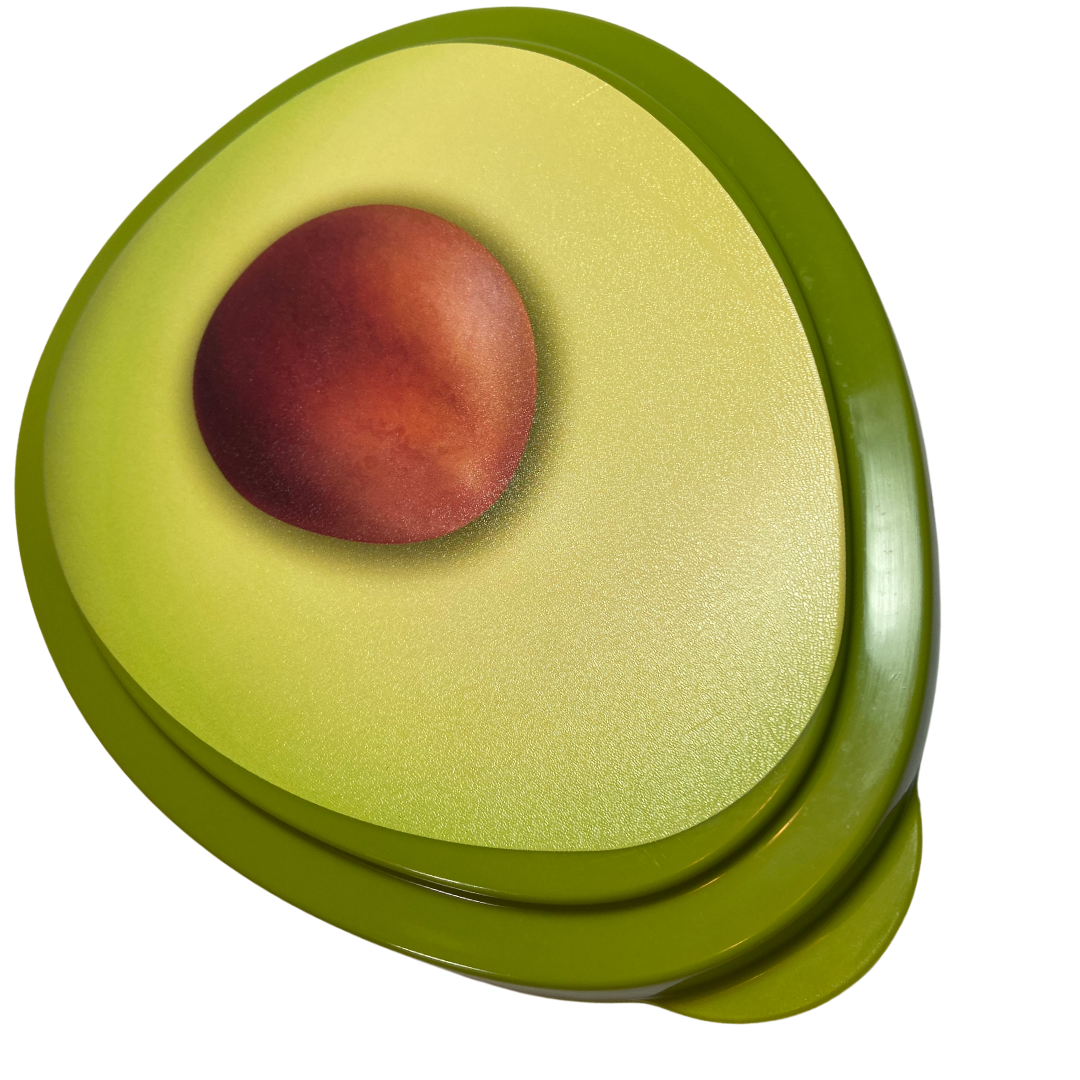 Avocado-themed airtight storage container with 800ml capacity, featuring a leak-proof seal for fresh food storage.
