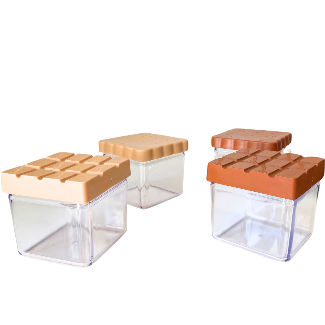 Chocolate & Biscuit Themed Airtight Storage Box Set - 4 Piece BPA-Free, 500 ml