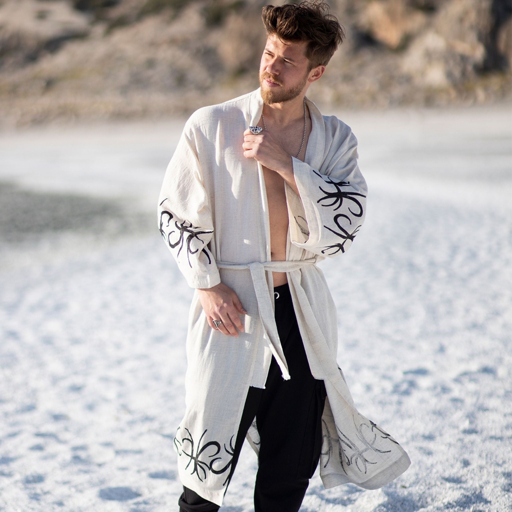 Men’s Kimono Robe – Premium Linen & Hemp Blend Timeless Elegance & Comfort