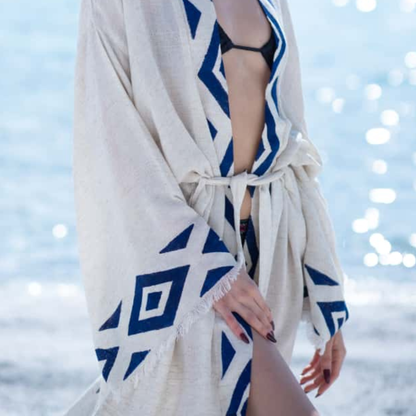 crinkle linen kimono  bathrobe dressing gown beach cover up