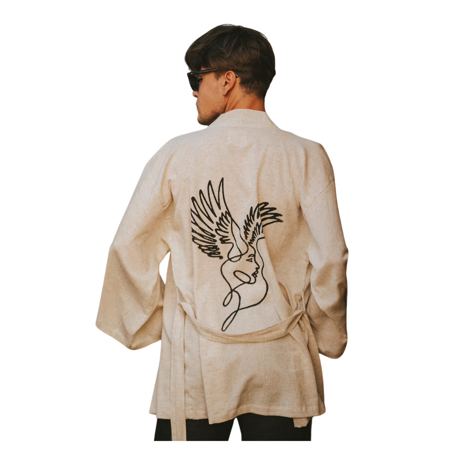 Premium Linen & Hemp Blend Men’s Kimono Robe