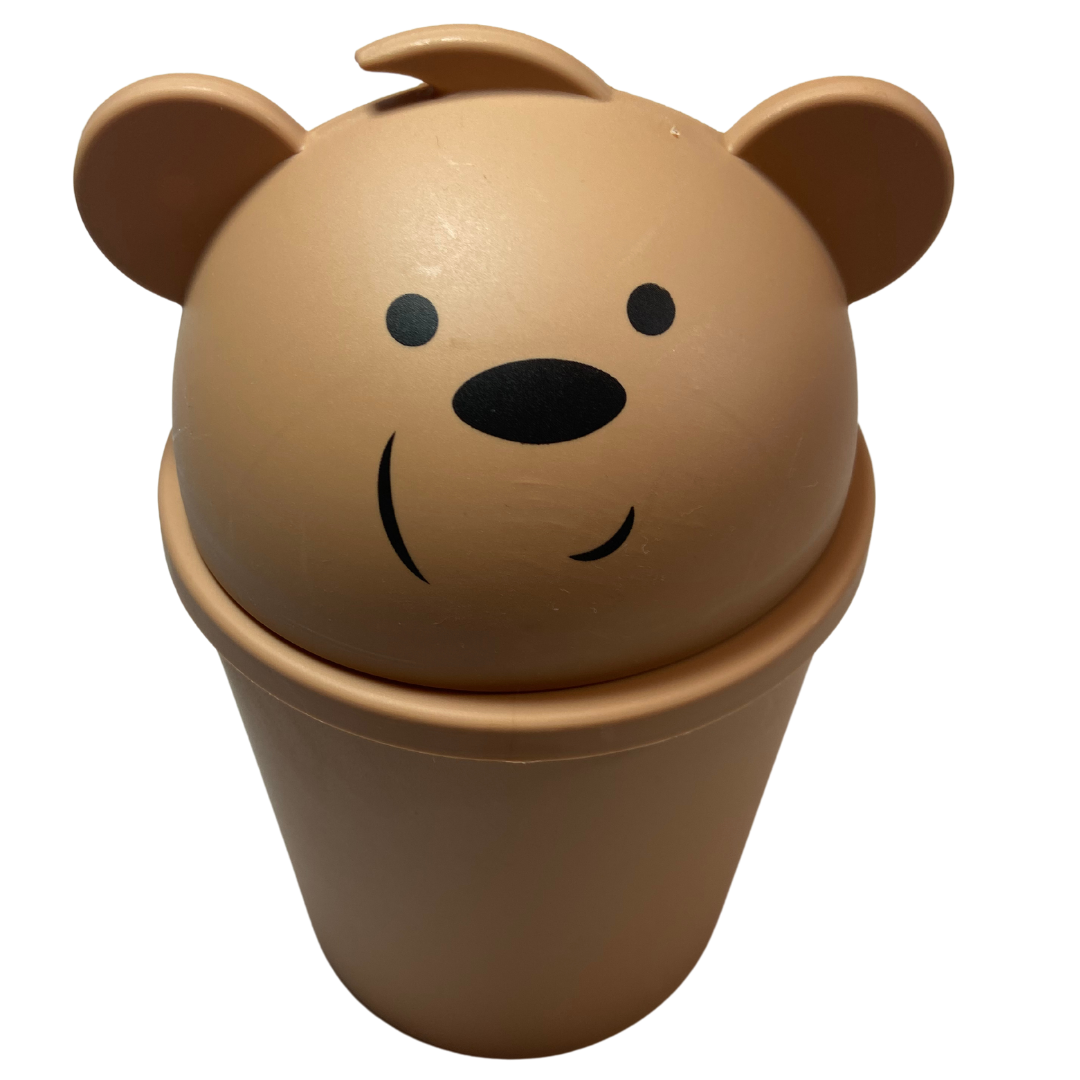 Cute bear-themed storage containers in brown and white, featuring playful bear faces and ears, perfect for organizing small essentials while adding a decorative touch.
