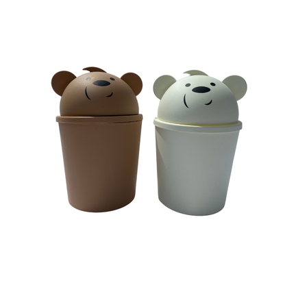 Hippo Dustbin Duo – Brown & Cream Set (2 Pieces )