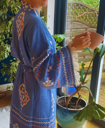 Azura Loom Three‑Layer Jacquard Muslin Cotton Robe