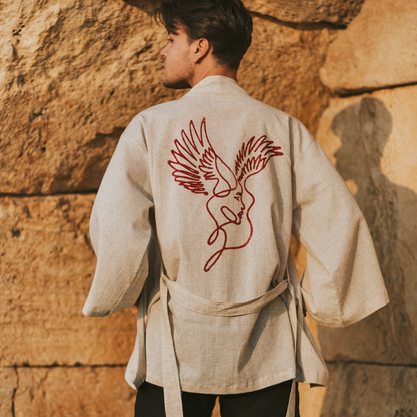 Premium Linen & Hemp Blend Men’s Kimono Robe