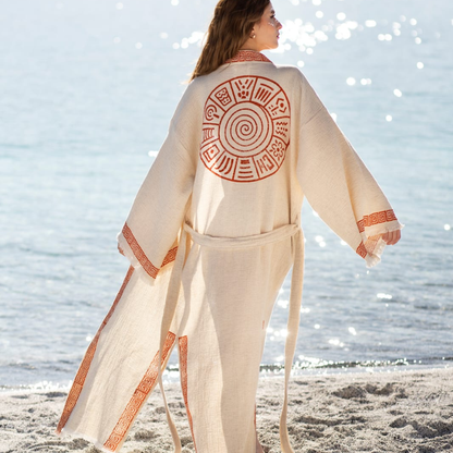 Crinkle Linen Kimono & Robes – Organic, Unisex & Artisan Printed