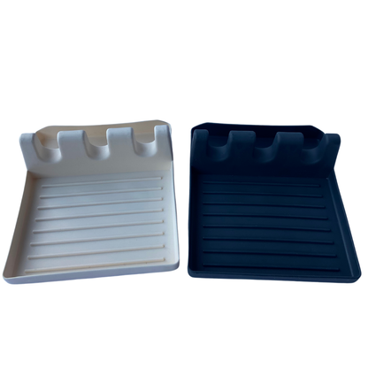 Silicone Rest Pad for Utensils with drip mat, heat-resistant design, and lid holder—ideal for spoons, ladles, tongs, spatulas, and chopsticks.