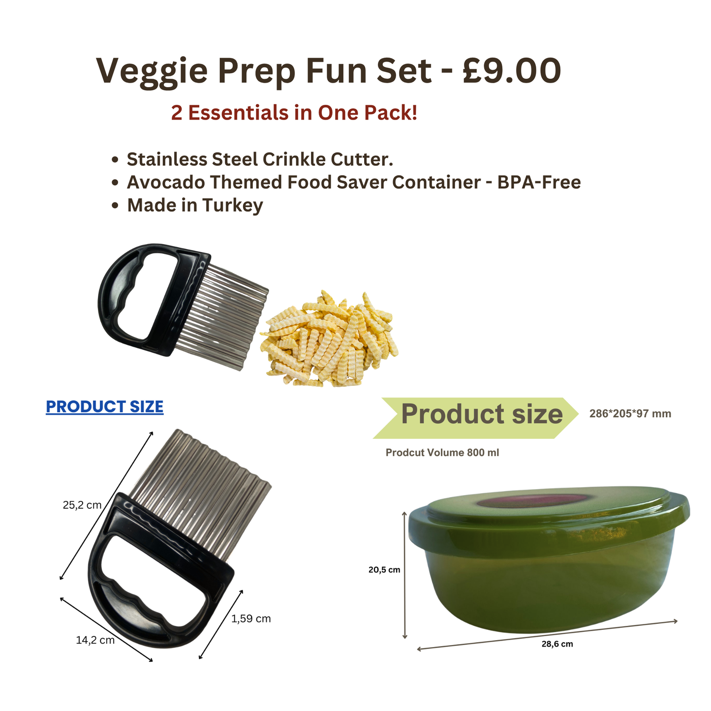 Veggie Prep Fun Set – Crinkle Cutter & Avocado Saver Box