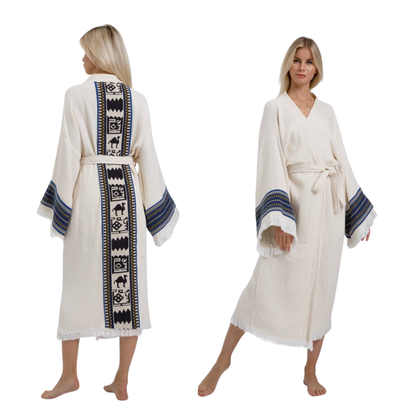 Double layer muslin cotton kimono robe